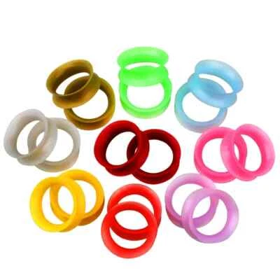 1 par de medidores de oído de silicona suave túneles de carne tapones expansores de doble destello Foto 1 de 4