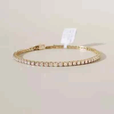 Pulseira de tênis corte redondo IJ/SI diamante natural verificado GIA ouro amarelo 14K - Imagem 1 de 4