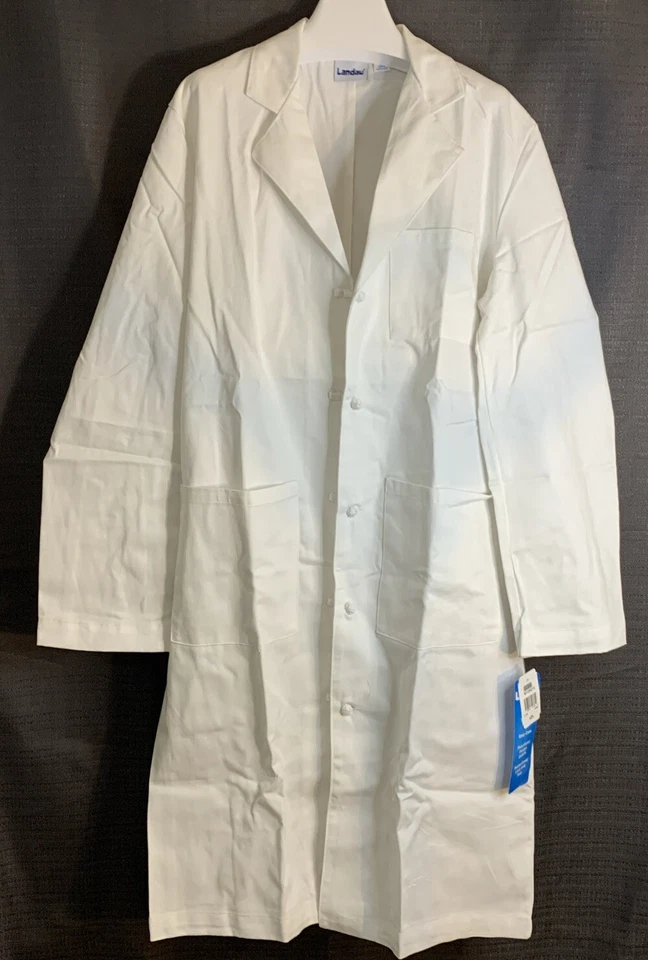 Abrigo de laboratorio Landau blanco de 3 bolsillos para mujer 42L 3138 WWF nuevo con etiquetas Foto 1 de 4