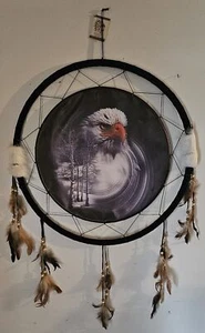 TRAUMFÄNGER INDIANER MIT BILD EINES ADLERS BÄUME WALDVOGEL - Bild 1 von 2