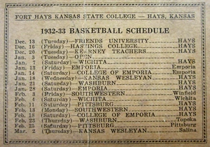 Vintage Kansas Basketball Hays State University Tigers College Schedule 1932 - Picture 1 of 3