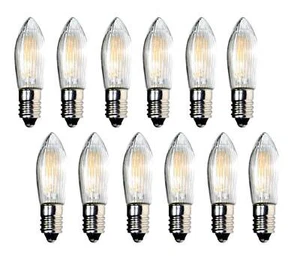 12 Stück LED Filament Riffelkerze 23 Volt 0,2 W E10 innen Spitzkerze Kerze NEU - Bild 1 von 4