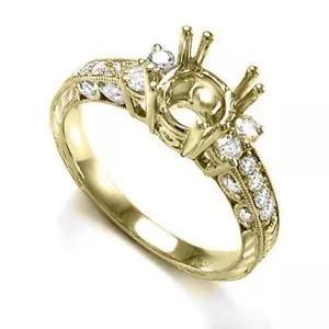 14k Solid Yellow Gold Diamond Ring Setting Mounting 4 to 9 #R1149 - Picture 1 of 5