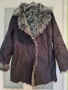 Ladies Black Faux Fur Lined Jacket By BHS Size 14 - Picture 1 of 8