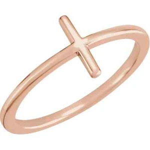 Sideways Cross Ring In 14K Rose Gold - Picture 1 of 2