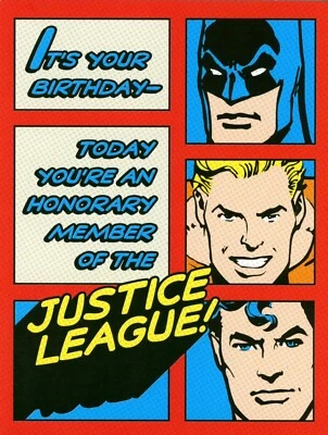 Tarjeta de cumpleaños para niños de la Liga de la Justicia, miembro honorario DC Superhéroe por Kid Squad +✉ Foto 1 de 4