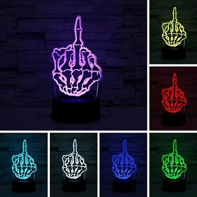 3D Skeleton Hand Creative Night Light 7 Colour Changing Touch Bedroom Table Lamp - Image 1 of 4