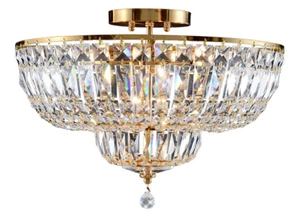 Flush Mount Chandelier Asfour Crystal Bathroom Dining Room 8 Light Fixture 20" - Picture 1 of 2