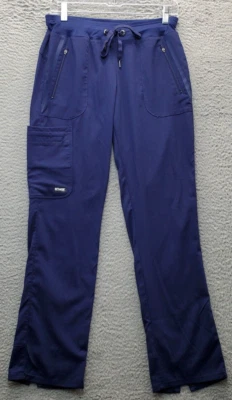 Grey's Anatomy Scrub Pants Womens Petite Small Blue Cargo Pockets Ankle Slit - Image 1 of 4