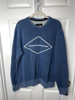 Тряпка и кости индиго окрашенный синий Crewneck пуловер толстовка свитер большой - Изображение 1 из 4