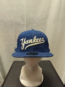 NWS New York Yankees Denim New Era 59fifty 7 1/2 MLB 1996 WS Side Patch - Picture 1 of 11