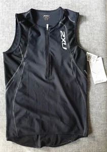2XU MEN Long Distance Tri Singlet Tank Top Black Size M Cycling Triathlon NEW - Picture 1 of 10