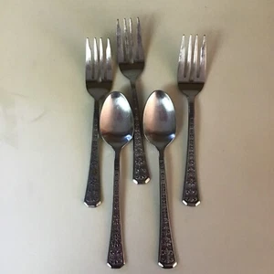 Interpur Stainless Korea Florenz 3 fork 2Teaspoon 8 Petal Flowers Textured - Picture 1 of 7