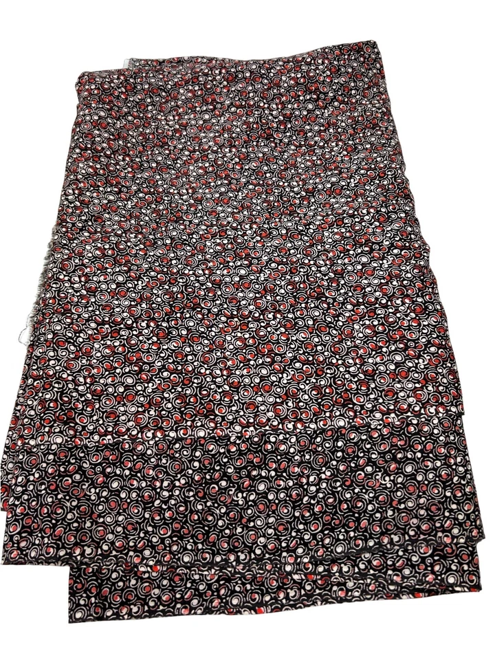 Tecido de costura preto laranja branco padrão semi transparente remanescente 4 jardas - Imagem 1 de 2