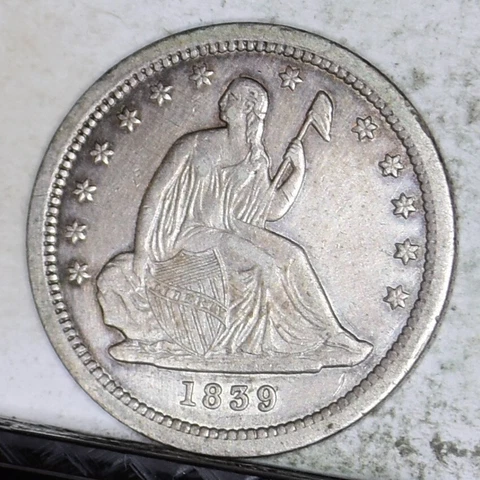 1839 Liberty Seated Quarter -AU Details (#45860) Cover