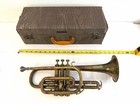 Vintage Brass Silvertone Cornet Trumpet in Original Case