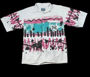 Vintage Bugle Boy Abstract Print Button Down Shirt Men’s Small 80s Miami Vice - Picture 1 of 6