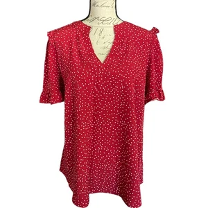 Bloomchic rot & weiß gepunktet V-Ausschnitt Shirts Größe 18/20 neu - Bild 1 von 4