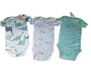 NEW Carter’s 3-pack Baby boy Bodysuits Green Dinosaurs Boys Size 18 Months - Picture 1 of 5