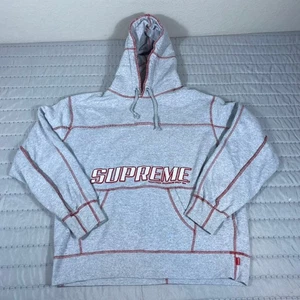 Sudadera con Capucha Supreme Coverstitch Primavera 2022 Rojo Gris Patinador Streetwear Hype Beast S - Imagen 1 de 12