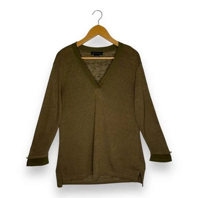 Sanctuary Women's V-Neck Sweater Size L Olive Green Tunic Top 3/4 Sleeve - Image 1 of 4