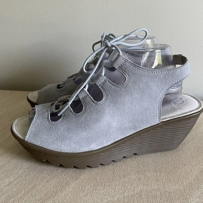 NUEVAS Sandalias de Cuña Skechers Paralell Ghillie Talla 9 Gris Espuma con Memoria Gamuza Con Cordones Foto 1 de 4