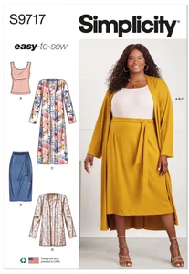 Women plus size 20W-28W Knit Top Cardigan & Skirt Simplicity Pattern R11694 9717 - Picture 1 of 7