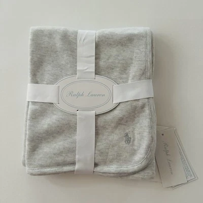 Manta de bebé Ralph Lauren gris jaspeado algodón orgánico nueva con etiquetas Foto 1 de 3