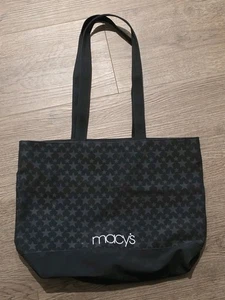 Bolso de compras Macy's Tote negro con patrón de estrellas 16x12x4 - Imagen 1 de 3