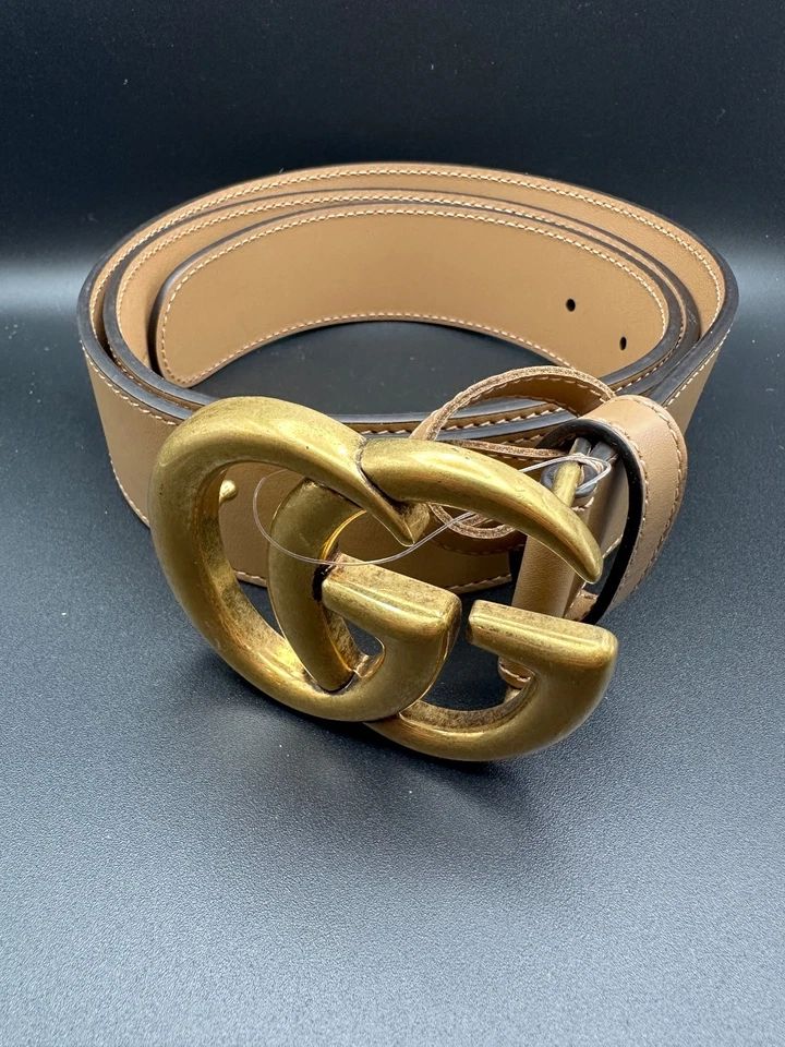 Cinturón GUCCI GG Marmont Doble G Hebilla Cuero Tostado 400593 - NUEVO SIN ETIQUETAS - ¡ENVÍO GRATUITO! Foto 1 de 4