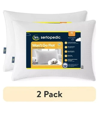 (2 pack) Sertapedic Won't Go Flat Bed Pillow, Standard/Queen New - Image 1 of 3
