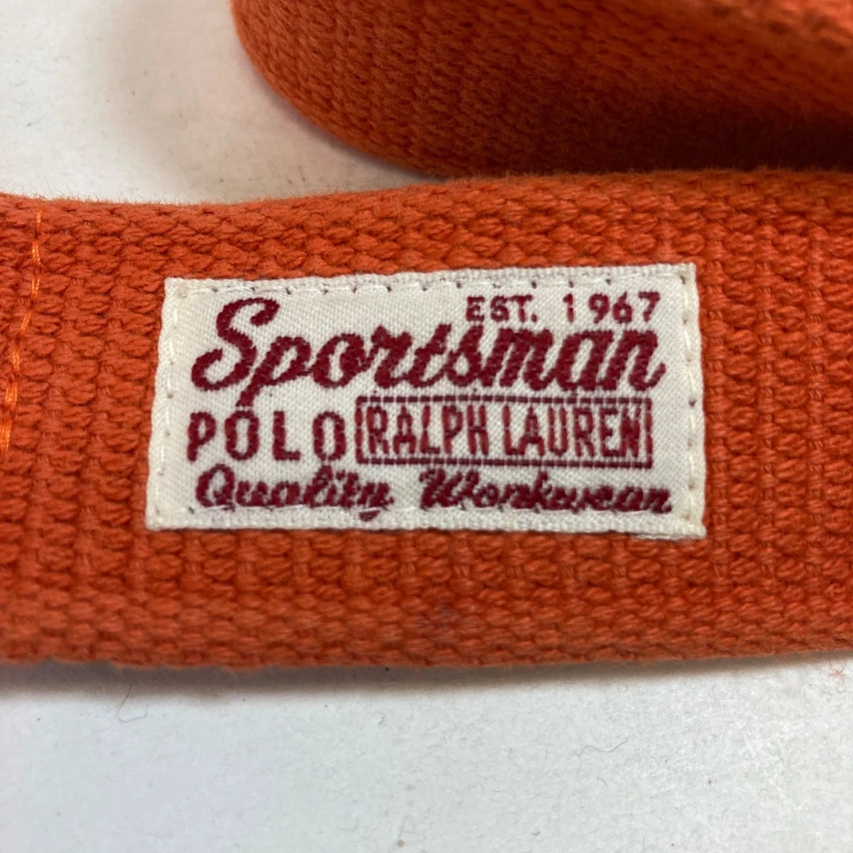 Vintage Sportsman Polo Ralph Lauren Canvas Belt 34 Medium Orange Brass Buckle - Image 1 of 4