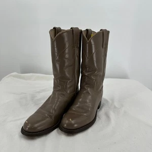 Justin Womens Cowboy Boots Size 6 Taupe Roper Western Leather Cowgirl Scuffed - Picture 1 of 10