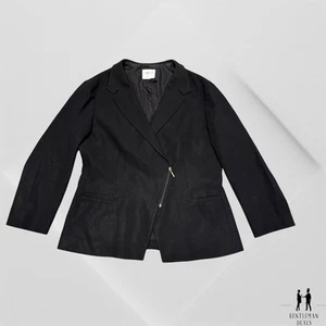 Armani Collezioni Black Wool Blend Asymmetrical Zip Blazer | Women’s Size 46 IT - Picture 1 of 11