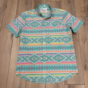 Chubbies Weekend Wear Shirt Mens Medium Aztec Mint Pastel Short Sleeve Stretch - Picture 1 of 9