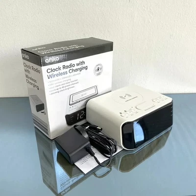 CLEARANCE Anko Alarm Clock FM Radio & Mobile Wireless Charger,with AU Aadapter - Image 1 of 4