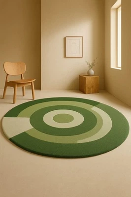 Modern green circle pattern rugs. - Image 1 of 4