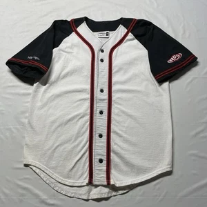 Vintage 90s Baseball Jersey T-Shirt Mens Medium Black White Red Hipster USA Made - Picture 1 of 10