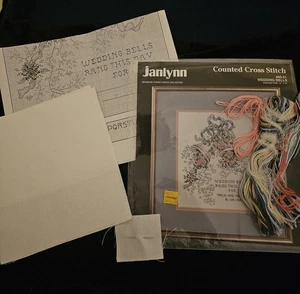 Kit de punto de cruz contado Janlynn vintage #80-51 campanas de boda 1990 abiertas LEER - Imagen 1 de 5