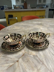 Vintage Royal Crown Derby Porcelain Imari Cup and Saucers Set Of 2 - Picture 1 of 7