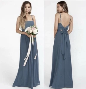 Show Me Your MuMu Weddings Lauren Sleeveless Long Maxi Dress Blue Tie Back M - Picture 1 of 10