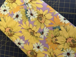 MARTHA NEGLEY NATION OF FLOWERS YELLOW SUNFLOWERS KANSAS FLORAL COTTON FABRIC HY - Picture 1 of 4
