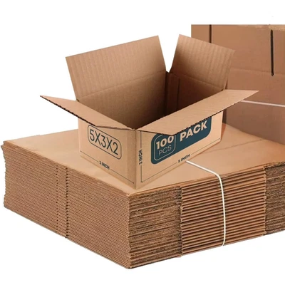 Small Shipping Boxes 5"L x 3"W x 2"H Set of 100PCS | Corrugated Cardboard Box fo - image 1 of 4