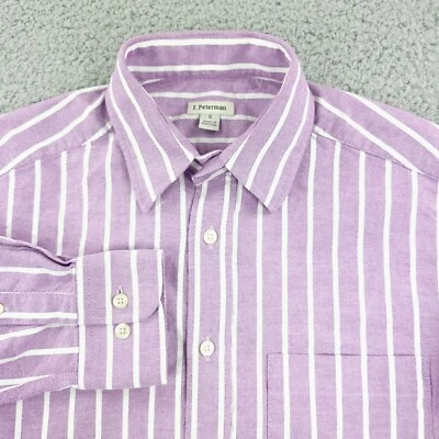 J Peterman Shirt Mens Small Purple Stripe Oxford Business Casual Office Travel - Image 1 of 4