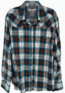 Wrangler Retro Premium Western Shirt Snap Up Plaid MultiColor Long Sleeves Sz XL - Picture 1 of 12