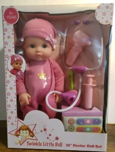 Interactive 16” Baby Doll Toy Doctor Kit & Light Up Heartbeat Sound Stethoscope - Picture 1 of 4
