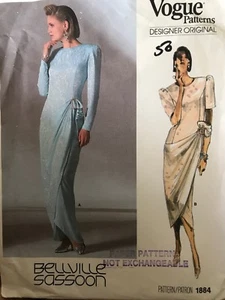 1987 Vintage Vogue Designer Beville Sassoon Dress Pattern Size 10 S 1884 Ladies - Bild 1 von 4