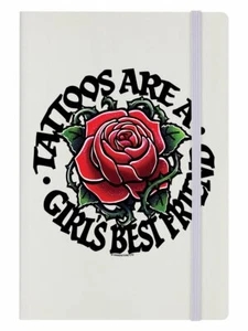 Tattoos Are A Girl's Best Friend, Cream A5 Hard Cover Notebook, Rose, Body Art - Picture 1 of 4