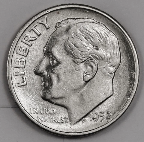 1952-s Roosevelt Dime.  White No Toning.  BU.  Inventory I. 176133 Cover