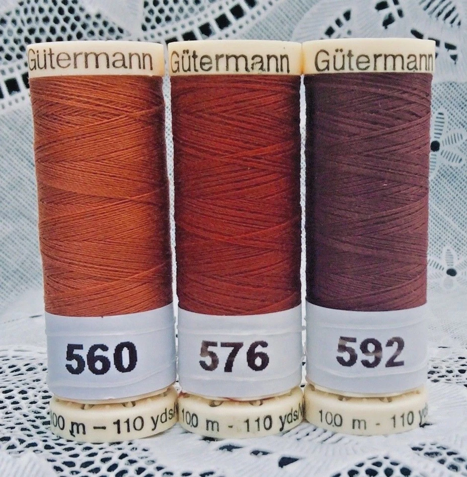 3 different sienna colors GUTERMANN 100% polyester thread 110 yards each spool - Image 1 of 1